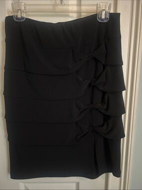Joseph Ribkoff Black Tiered Bow-Detail Pencil Skirt